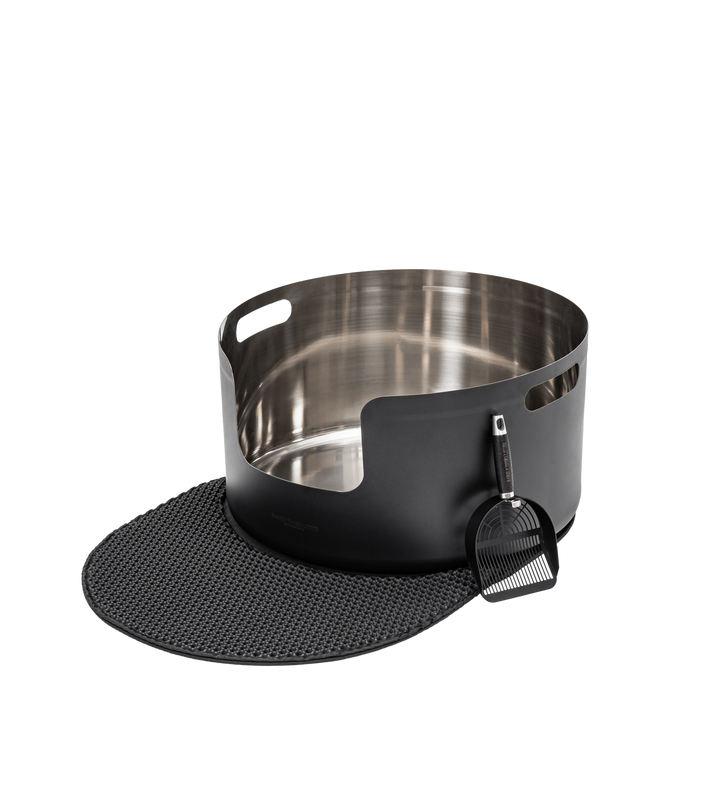 XXL Round Stainless Steel Litter Box - Black