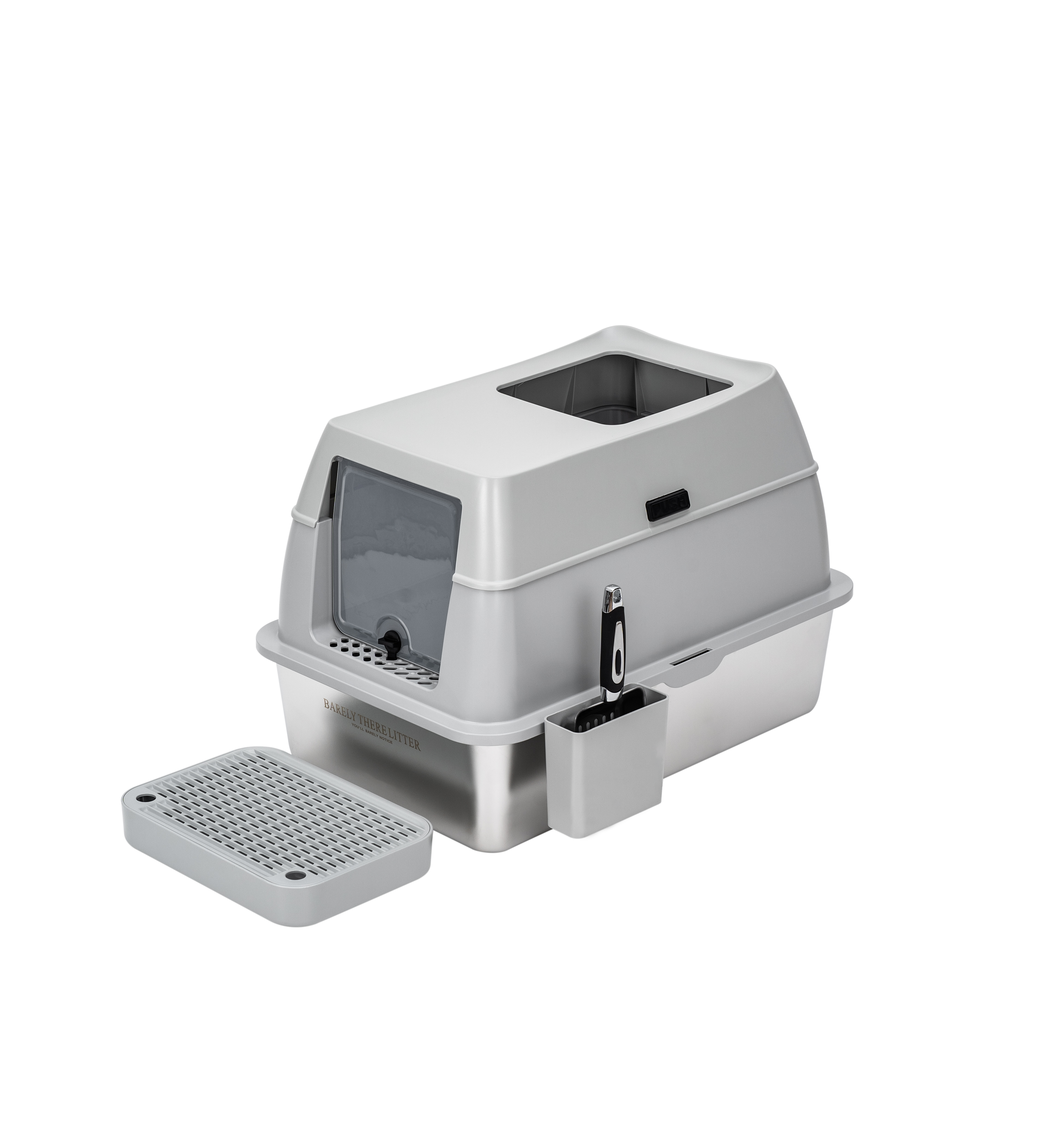 Stainless Steel Enclosed Litter Box - With Detachable Lid