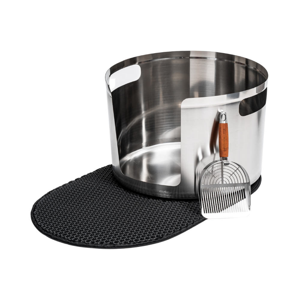 Round Stainless Steel Litter Box Low Entry