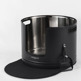 XXL Round Stainless Steel Litter Box - Black - Tall 45cm