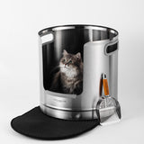 Round Stainless Steel Litter Box - Tall 45cm