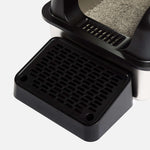Barely There Litter - Stainless Steel Litter Box Black With Black Paw Cleaner Step
