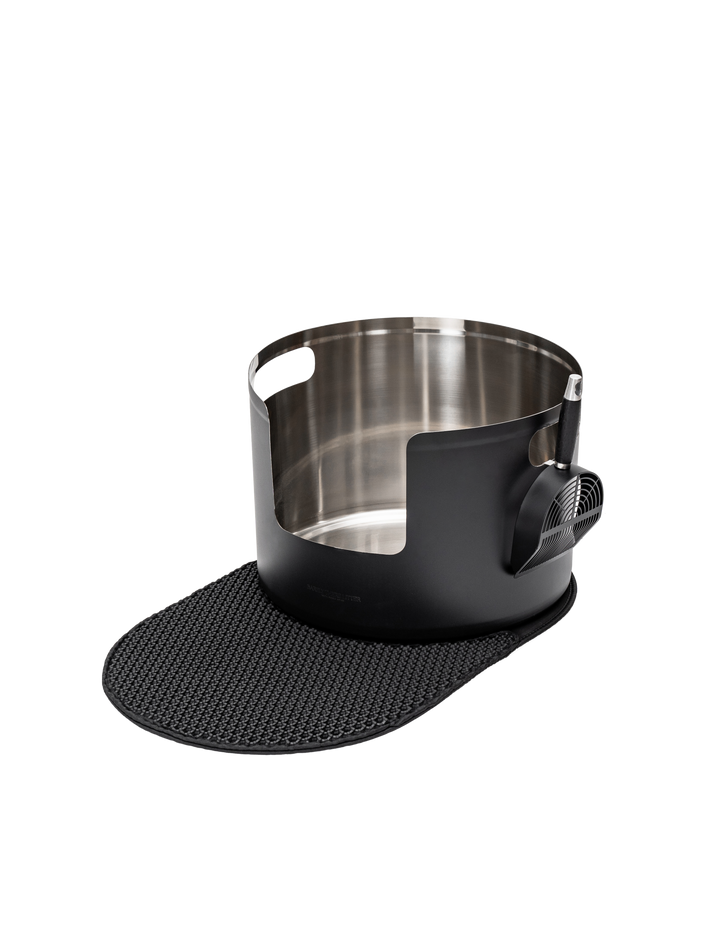 Round Stainless Steel Litter Box - Black