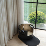 Round Stainless Steel Litter Box - Black