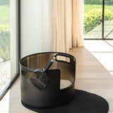 Round Stainless Steel Litter Box - Black